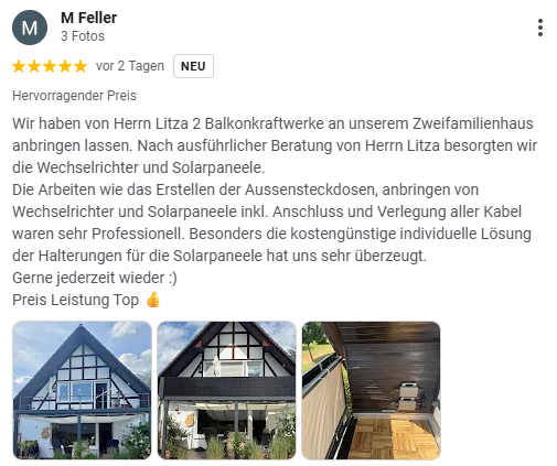 Installation von zwei Balkonkraftwerken Planung, Auslegung, Montage und Installation von zwei Balkonkraftwerken